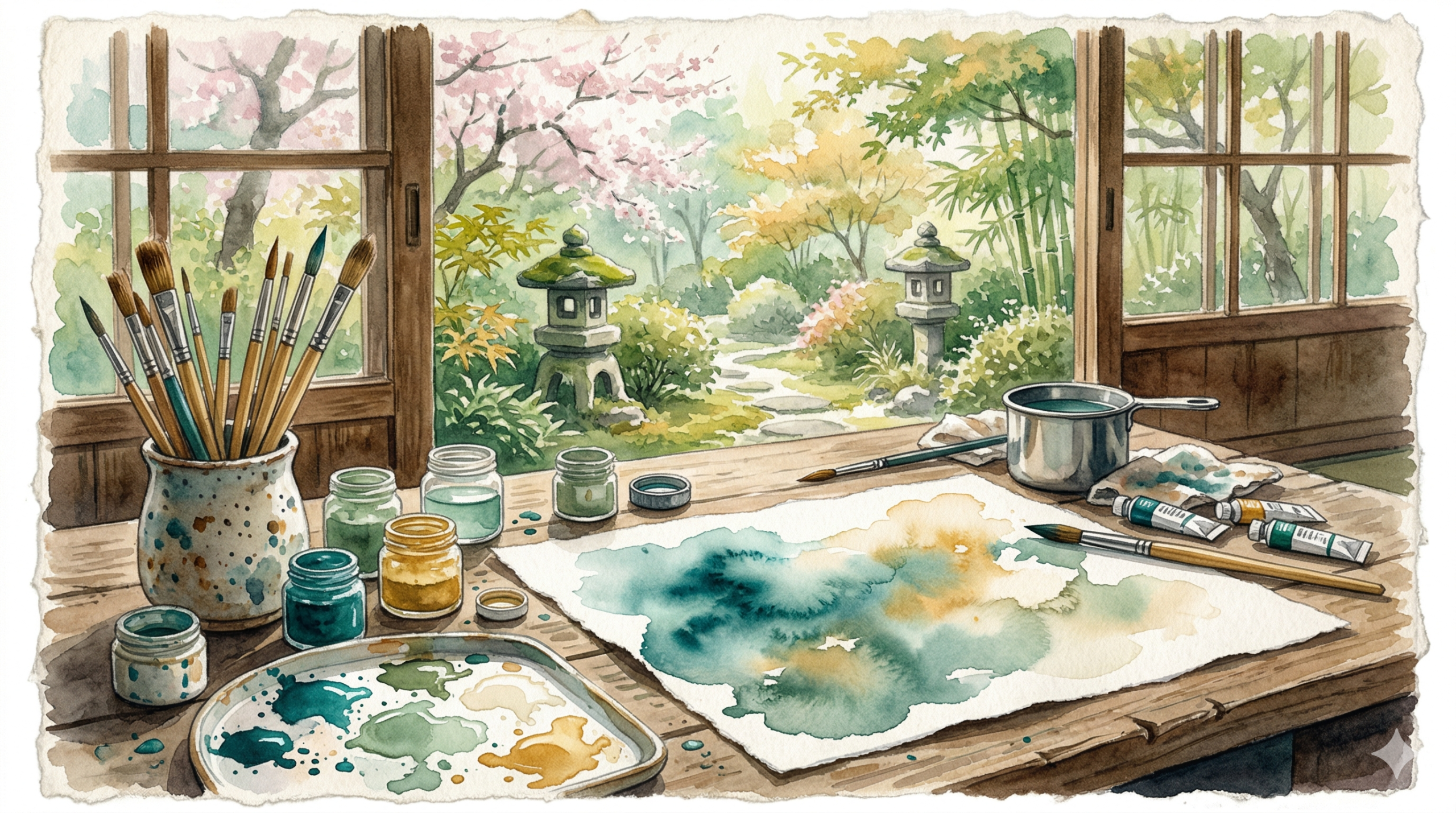 Japanese watercolor painting for bipolar disorder creativity