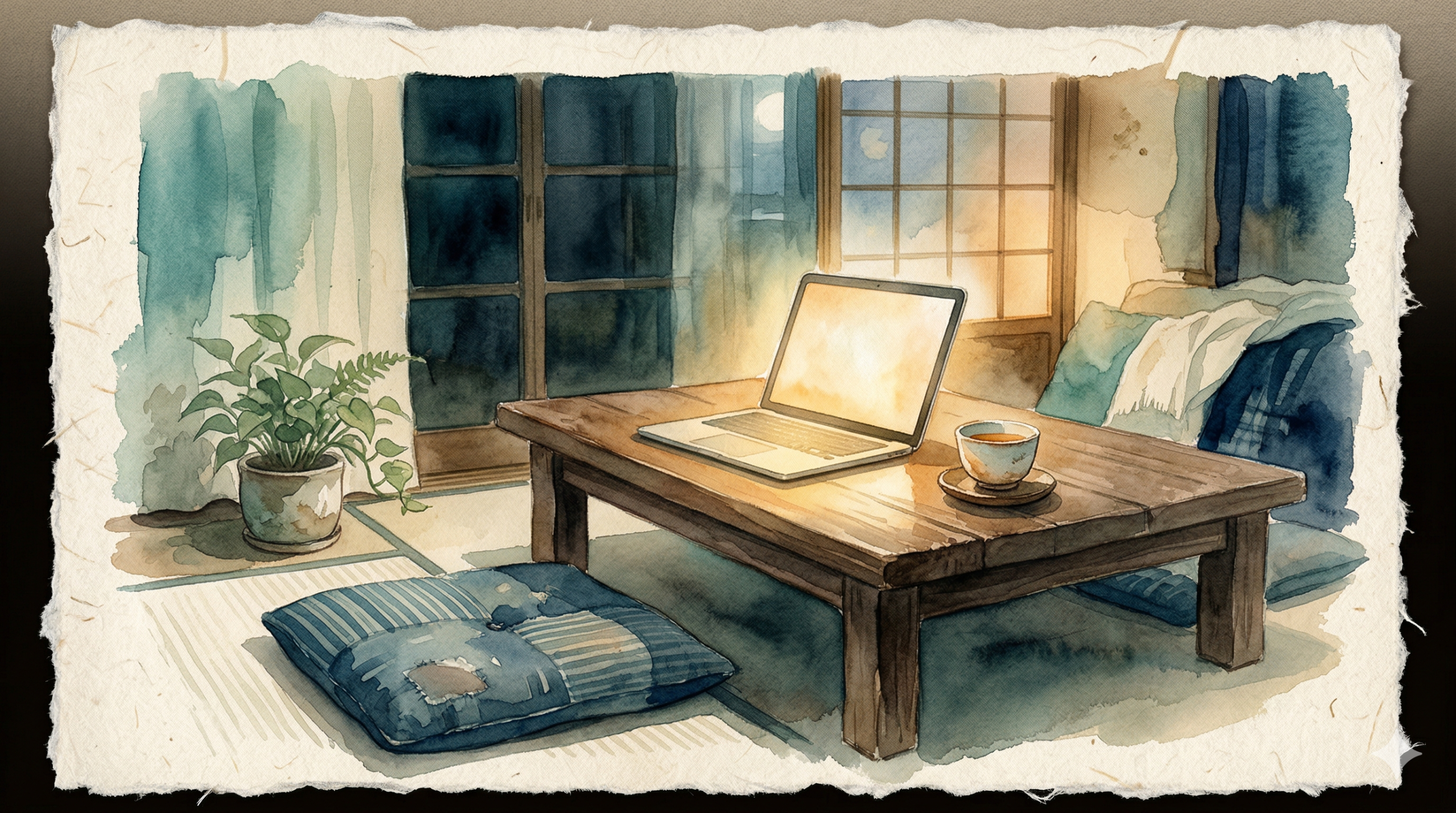A warm glowing device in a calm home environment representing telehealth for bipolar disorder care