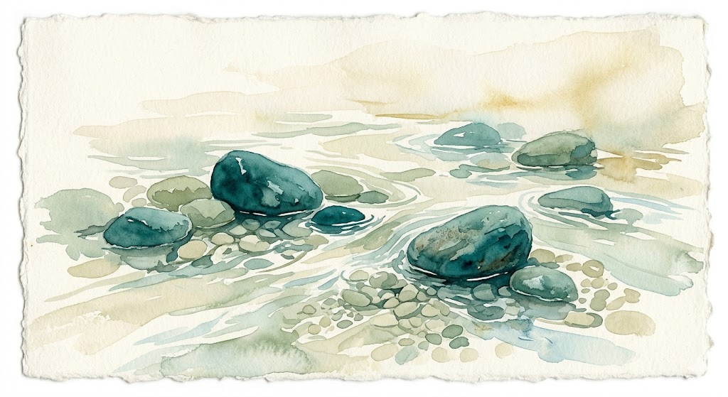 Teal river stones in clear water - representing purity and resilience in kidney health